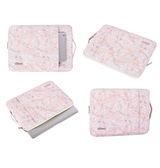 Macbook Sleeve | MacBook Pro 14" - Rose Flowers Læder Sleeve m. hank - Pink - DELUXECOVERS.DK