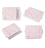 Macbook Sleeve | MacBook Pro/Air 13" - Rose Flowers Læder Sleeve m. hank - Pink - DELUXECOVERS.DK