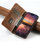 iPhone 16 Pro Max | iPhone 16 Pro Max - Suteni® Oil Wax Lædercover - Brun - DELUXECOVERS.DK