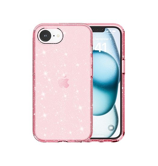 iPhone 17e / 16e | iPhone 17e / 16e - DeLX™ Glitter Silikone Cover - Lyserød - DELUXECOVERS.DK