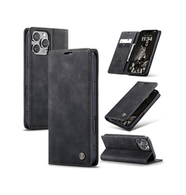 iPhone 13 Pro Max | iPhone 13 Pro Max - CaseMe™ Noble Læder Etui / Pung - Sort - DELUXECOVERS.DK