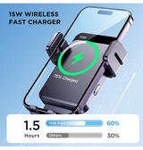 Mobilholder | JOYROOM™ | Trådløs Biloplader til Instrumentbrættet - Sort - DELUXECOVERS.DK