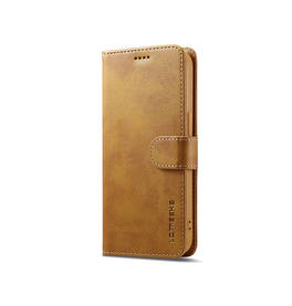 iPhone 16e | iPhone 16e - LC.IMEEKE™ Læder Cover M. Kortholder - Lysebrun - DELUXECOVERS.DK