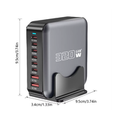 Ladestation / Trådløs oplader | USB Ladestation - Fast Charging - 6xUSB-C, 2xUSB-A - 320W! - DELUXECOVERS.DK