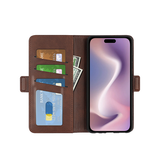 iPhone 16 Plus | iPhone 16 Plus - Retro Diary Læder Cover Etui M. Pung - Brun - DELUXECOVERS.DK