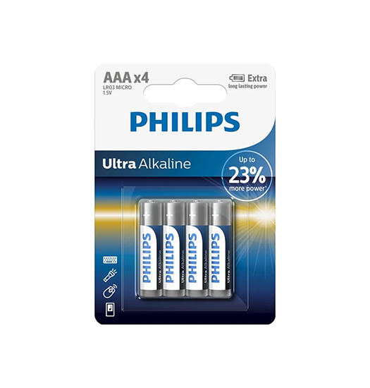 Batteri | Philips® ExtremeLife+ - LR03E4B - AAA 1.5V Batterier - 4.stk - DELUXECOVERS.DK