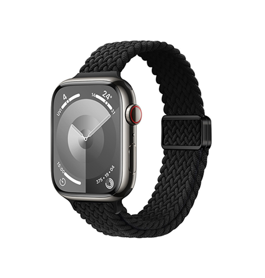 Apple Watch (42/44/SE/45/46/49mm) - Thin Woven Magnetisk Flettet Rem - Sort