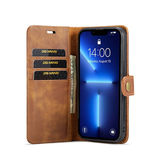 iPhone 13 Pro | iPhone 13 Pro - DG.MING™ Vintage 2-In-1 Læder Etui M. Cover - Brun - DELUXECOVERS.DK