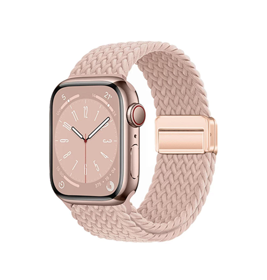 Apple Watch 38-42mm | Apple Watch (38/40/SE/41/42mm) - Woven Magnetisk Flettet Rem - Pink Sand - DELUXECOVERS.DK