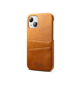 iPhone 15 Plus | iPhone 15 Plus - NX Design Læder Cover M. Kortholder - Lysebrun - DELUXECOVERS.DK