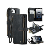 iPhone 16e | iPhone 16e - CaseMe™ Multifunktionel Læder Etui / Pung - Sort - DELUXECOVERS.DK