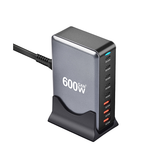 600W USB Ladestation GaN – 5x USB-C (140W PD) 3x USB-A – Sort