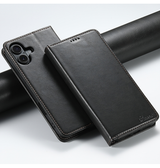 iPhone 16 Plus | iPhone 16 Plus - Suteni® Oil Wax Lædercover - Sort - DELUXECOVERS.DK