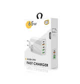 Vægoplader | 65W QuickCharge 3.0 & PD Multi-Port Vægoplader - Hvid - DELUXECOVERS.DK