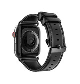 Apple Watch 42mm | Apple Watch (42/44/SE/45/46/49mm) - DUX DUCIS™ Business ægte læderrem - Sort - DELUXECOVERS.DK