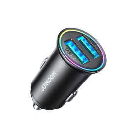 USB oplader | JOYROOM™ | Mini 2x USB-A Oplader til Bil - 24W - Sort - DELUXECOVERS.DK