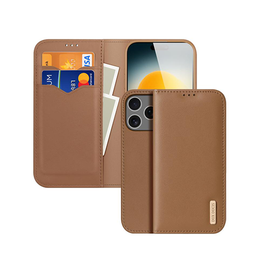 iPhone 17 Pro | iPhone 17 Pro - DUX DUCIS® Ægte Læder Etui M. Kortholder - Brun - DELUXECOVERS.DK