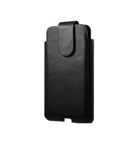 iPhone 18 Pro Max | iPhone 18 Pro Max - Mont Blanc Ægte Læder Bælte Sleeve - Sort - DELUXECOVERS.DK