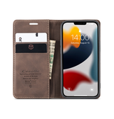 iPhone 15 | iPhone 15 - CaseMe™ Noble Læder Etui / Pung - Mørkebrun - DELUXECOVERS.DK