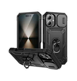 iPhone 17 | iPhone 17 - NX Pro™ Armor Cover m. Ring Holder - Sort - DELUXECOVERS.DK
