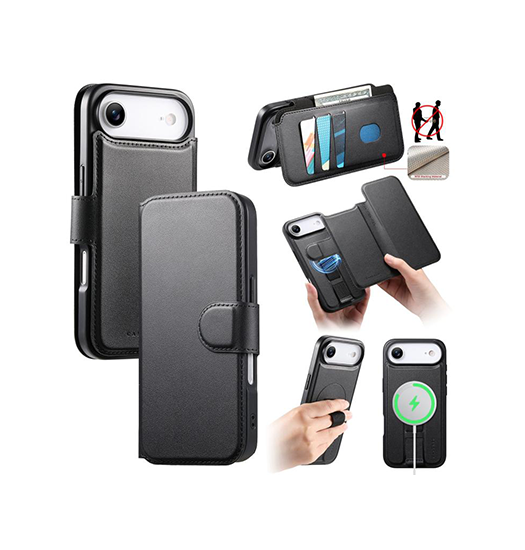 iPhone 17 Air | iPhone 17 Air - CaseNeo™ 2-i-1 MagSafe Læder Cover M. Kortholder - Sort - DELUXECOVERS.DK