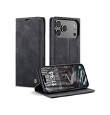 iPhone 17 Pro Max | iPhone 17 Pro Max - CaseMe™ Noble Læder Etui / Pung - Sort - DELUXECOVERS.DK
