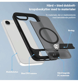 iPhone 16e | <AAA>iPhone 16e - Frosted MagSafe Cover M. Kickstand - Sort - DELUXECOVERS.DK