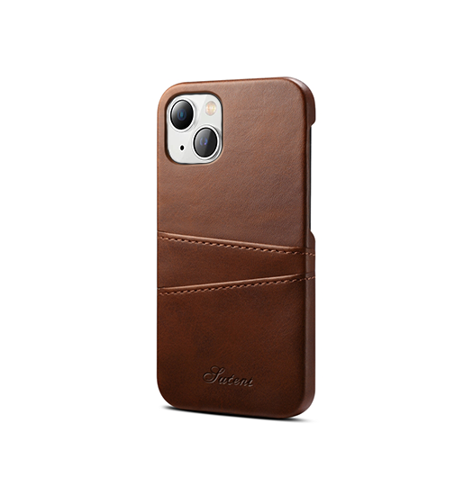 iPhone 15 Plus | iPhone 15 Plus - NX Design™ Læder Cover M. Kortholder - Brun - DELUXECOVERS.DK
