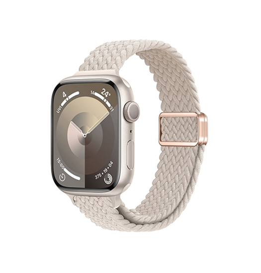 Apple Watch (42/44/SE/45/46/49mm) - Thin Woven Magnetisk Flettet Rem - Starlight