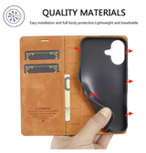 iPhone 16 Plus | iPhone 16 Plus - LC.IMEEKE™ Læder Cover M. Kortholder - Brun - DELUXECOVERS.DK