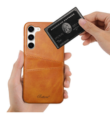Samsung Galaxy S24 Plus | Samsung Galaxy S24 Plus - NX Design™ Læder Cover M. Kortholder - Lysebrun - DELUXECOVERS.DK