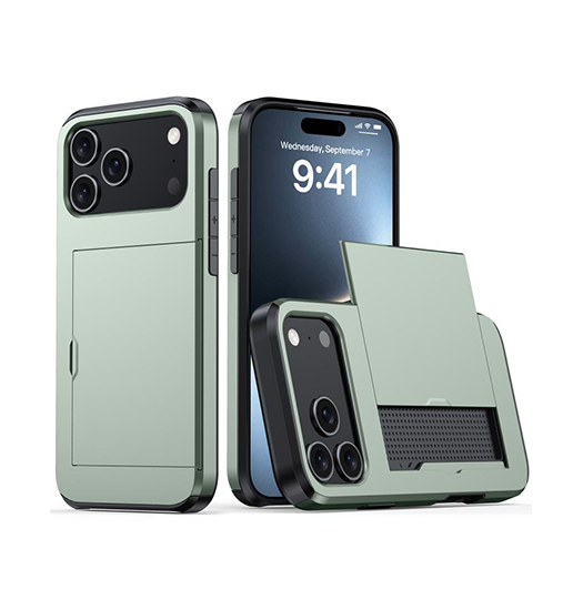 iPhone 17 Pro - Deluxe™ Håndværker Cover M. Kortholder - Army