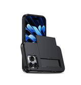 Sort håndværker cover med kortholder åbnet med kort, iPhone Pro