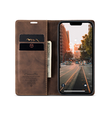 iPhone 14 | iPhone 14 - CaseMe™ Noble Læder Etui / Pung - Mørkebrun - DELUXECOVERS.DK