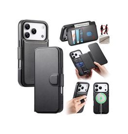 iPhone 17 Pro Max - CaseNeo™ 2-i-1 MagSafe Læder Cover M. Kortholder - Sort