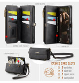 iPhone 16 | iPhone 16 - CaseMe™ Læder Cover med Crossbody Strop - Sort - DELUXECOVERS.DK