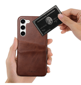Samsung Galaxy S24 Plus | Samsung Galaxy S24 Plus - NX Design™ Læder Cover M. Kortholder - Brun - DELUXECOVERS.DK