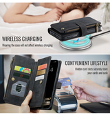 iPhone 16 Plus | iPhone 16 Plus - CaseMe™ Multifunktionel Læder Etui / Pung - Sort - DELUXECOVERS.DK