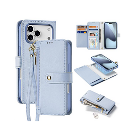 iPhone 17 Pro | iPhone 17 Pro - DUX DUCIS™ 2-i-1 Læder Etui M. Aftageligt Cover - Blå - DELUXECOVERS.DK