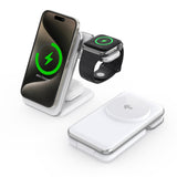 Ladestation / Trådløs oplader | Magcold™ | 3-i-1 Ladestation til Mobil, iWatch, AirPods - 45W! - Hvid - DELUXECOVERS.DK