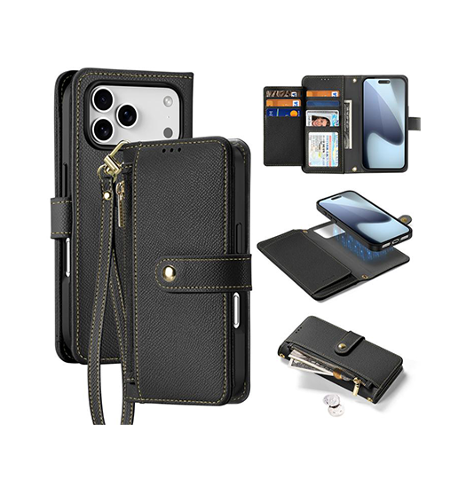 iPhone 17 Pro | iPhone 17 Pro - DUX DUCIS™ 2-i-1 Læder Etui M. Aftageligt Cover - sort - DELUXECOVERS.DK