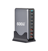 600W USB Ladestation GaN – 5x USB-C (140W PD) 3x USB-A – Sort