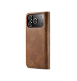iPhone 17 Pro Max | iPhone 17 Pro Max - DG.MING™ Vintage 2-i-1 Læder Etui M. Cover - Brun - DELUXECOVERS.DK