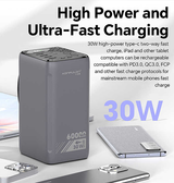 Powerbank | KONFULON® 60K | 30W Powerbank 60.000 mAh - Grå - DELUXECOVERS.DK