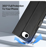 iPhone 16e | <AAA>iPhone 16e - DUX DUCIS™ 2-i-1 Læder Etui M. Aftageligt Cover - sort - DELUXECOVERS.DK