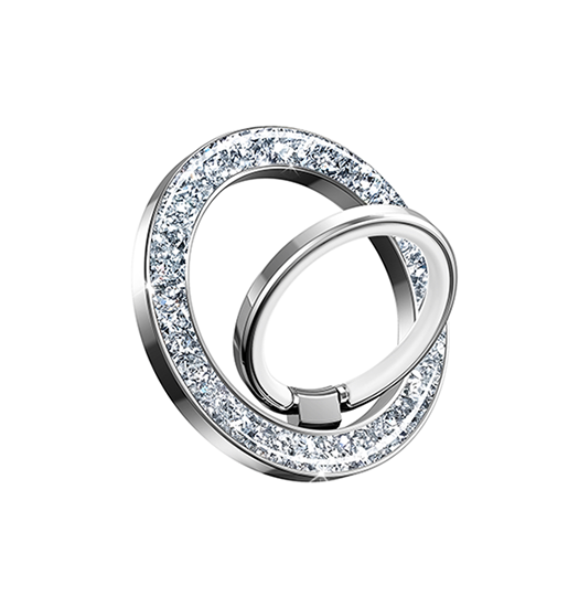 Diamant Mobil Finger Ring Stander/Holder - MagSafe Kompatibel - Sølv