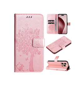 iPhone 16 Pro | iPhone 16 Pro - BUTTERFLY™ Læder Etui / Taske M. Pung - Rose - DELUXECOVERS.DK
