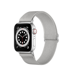 Apple Watch 38mm | Apple Watch (38/40/SE/41mm) - Polyester Nylon Rem Armbånd - Sølv - DELUXECOVERS.DK