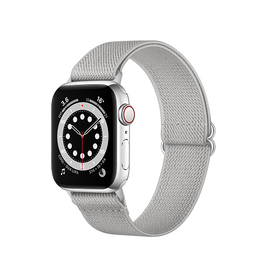 Apple Watch 38mm | Apple Watch (38/40/SE/41/42mm) - Polyester Nylon Rem Armbånd - Sølv - DELUXECOVERS.DK