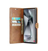 Samsung Galaxy S24 Ultra | Samsung Galaxy S24 Ultra - DG.MING™ Vintage 2-i-1 Læder Etui M. Cover - Brun - DELUXECOVERS.DK